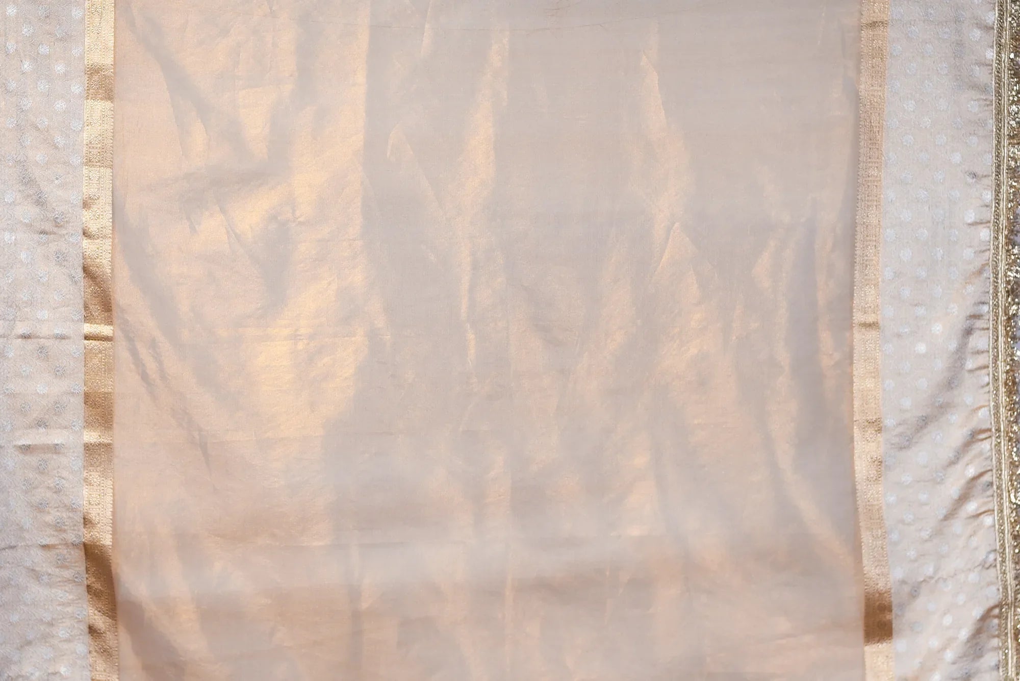 Banarasi Handwoven Tissue Saree with Zari Buti & Lace Border