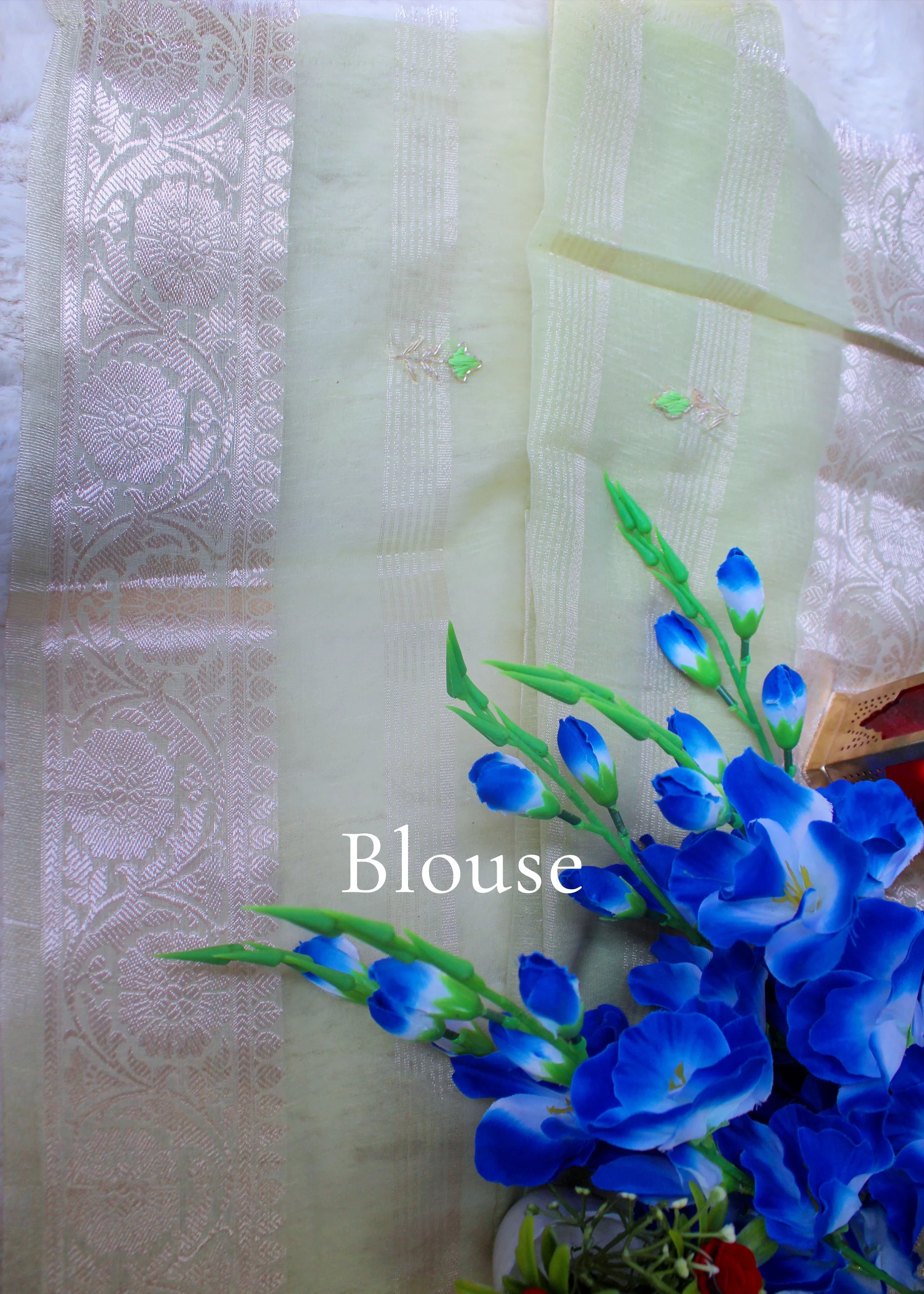 Pista Green Tissue Zari Saree