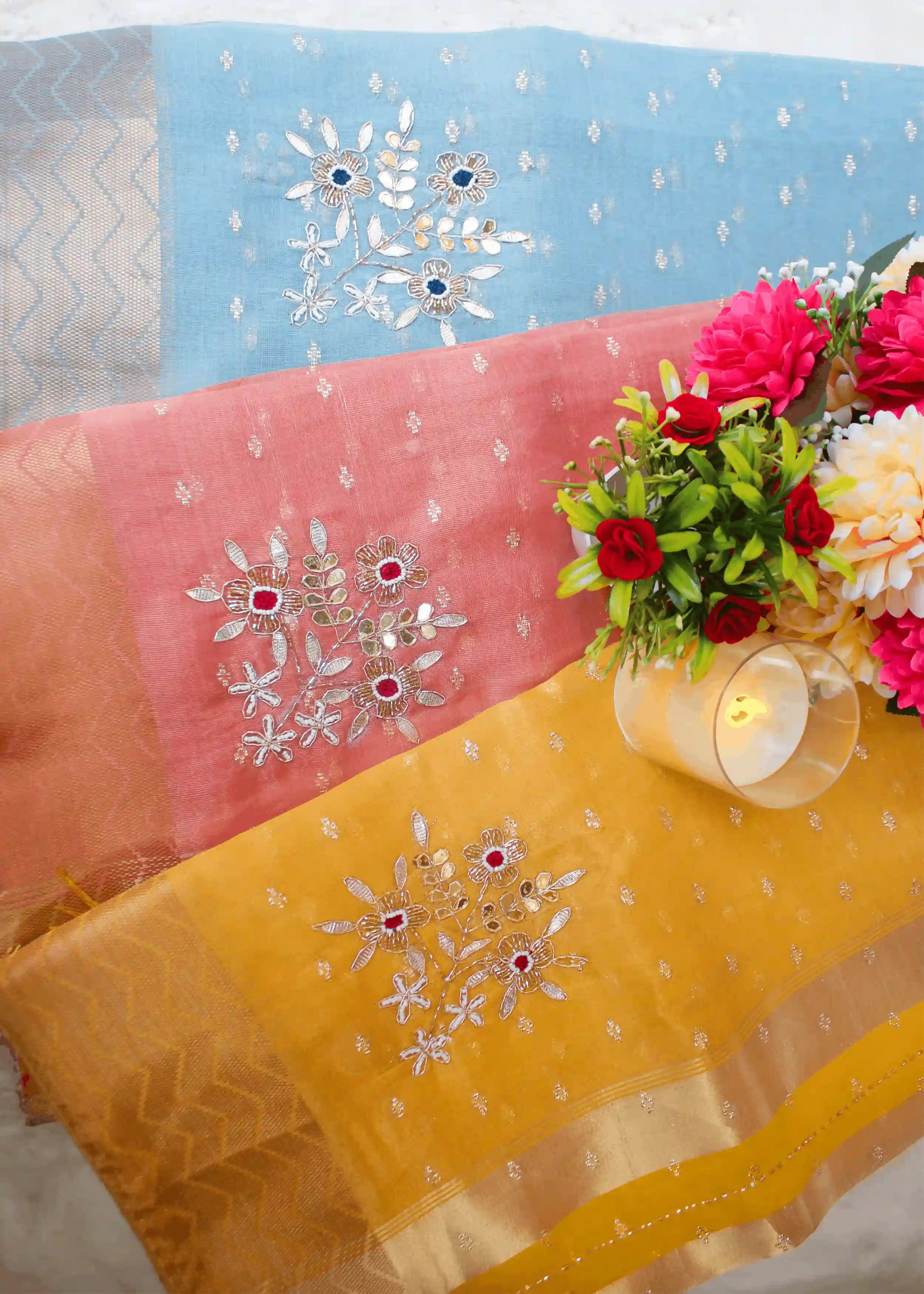 Pink Tissue Zari Saree